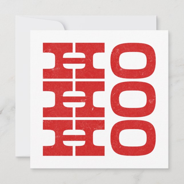 Tarjeta Festiva Ho Ho Ho (estilo letterpress) (Anverso)