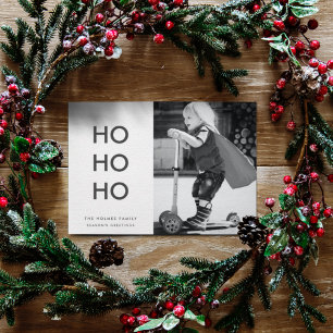 Tarjeta Festiva Ho Ho Ho Foto Minimalista de Navidades simples l