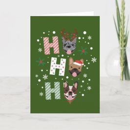Tarjeta Festiva Ho Ho Ho Ho Bulldog francés Felices vacaciones