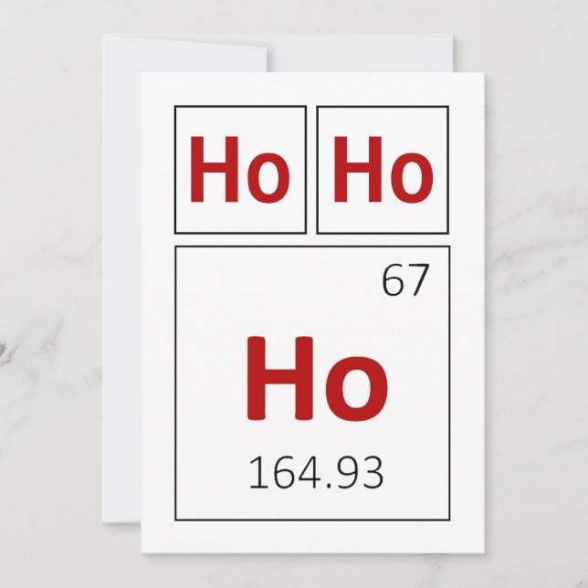 Tarjeta Festiva Ho Ho Ho Ho Happy Holidays Tabla periódica Ciencia (Anverso)