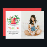 Tarjeta Festiva Ho Ho Ho Ho Ho. Navidades florales acuarelas. Sant<br><div class="desc">Tarjeta fotográfica navideña acuarela "Ho Ho Ho".</div>
