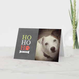 Tarjeta Festiva Ho Ho Ho Ho Ho Pawprint Dog Photo Navidades - Red 