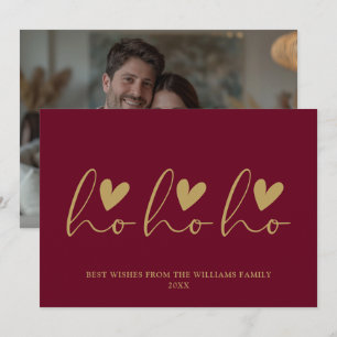 Tarjeta Festiva Ho Ho Ho Ho Ho Script Fotografia A Navidades Rojos
