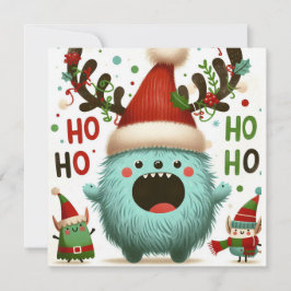 Tarjeta Festiva HO HO HO HO lindo y esponjoso Santa Elías