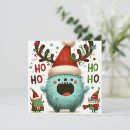 Tarjeta Festiva HO HO HO HO lindo y esponjoso Santa Elías