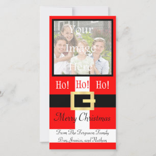 Tarjeta Festiva Ho ho ho ho Merry Christmas Santa Suit Photocard