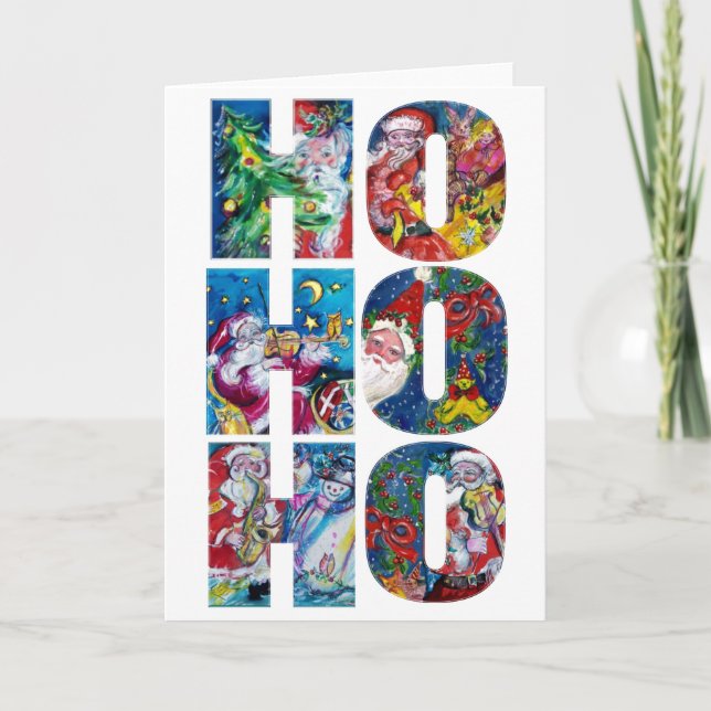 TARJETA FESTIVA HO HO HO HO SANTA NAVIDADES MUSICALES NOCHE (Anverso)