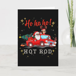 Tarjeta Festiva Ho ho ho Hot Rod Navidades de Santa Reindeer Truck