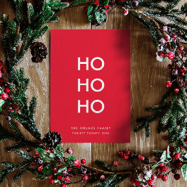 Tarjeta Festiva Ho Ho Ho | Navidades rojos Minimalistas modernos s