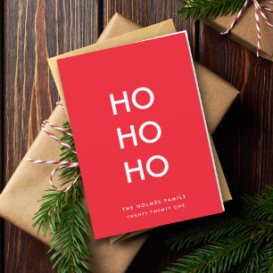 Tarjeta Festiva Ho Ho Ho Navidades rojos Minimalistas modernos s