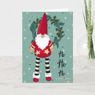 Tarjeta Festiva HO HO HO Santa está aquí. Personalizable