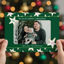 Tarjeta Festiva Ho Ho Ho Star Cookie Photo Christmas