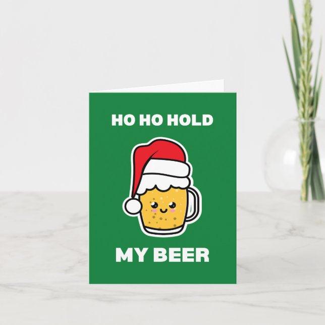 TARJETA FESTIVA HO MANTENER MI CERVEZA CUTE BEER SANTA (Anverso)