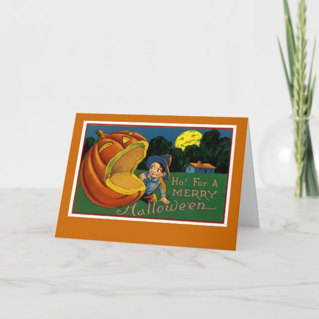 Tarjeta Festiva ¡Ho! Por un feliz Halloween (Anverso)