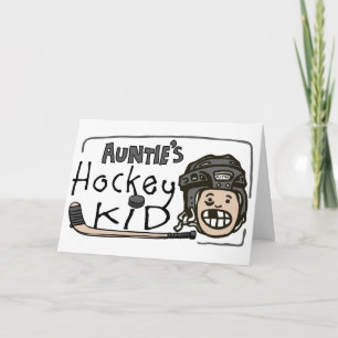 Tarjeta Festiva Hockey Kid de tía