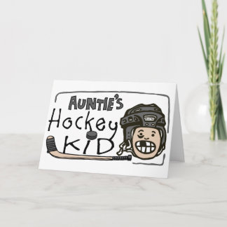 Tarjeta Festiva Hockey Kid de tía