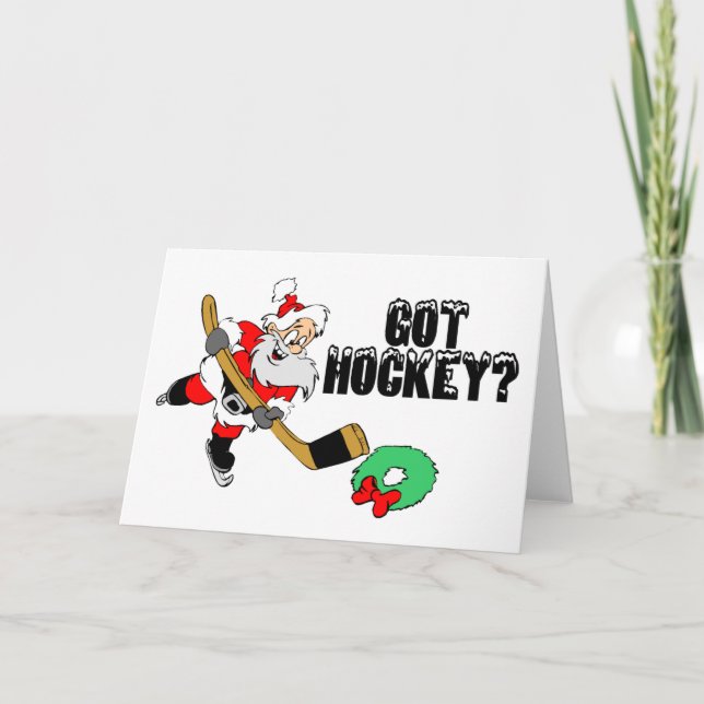 Tarjeta Festiva Hockey Santa (Anverso)