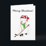 Tarjeta Festiva Hockey Snowman Merry Christmas Card<br><div class="desc">Echa un vistazo a esta carta de Navidades de hockey que juegan a snowman. Sería genial una gran carta de Navidades para el jugador de hockey o hincha en tu vida.</div>