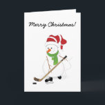 Tarjeta Festiva Hockey Snowman Merry Christmas Card<br><div class="desc">Echa un vistazo a esta carta de Navidades de hockey que juegan a snowman. Sería genial una gran carta de Navidades para el jugador de hockey o hincha en tu vida.</div>