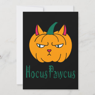Tarjeta Festiva Hocucus pawcus Halloween calabaza ginger cat magia