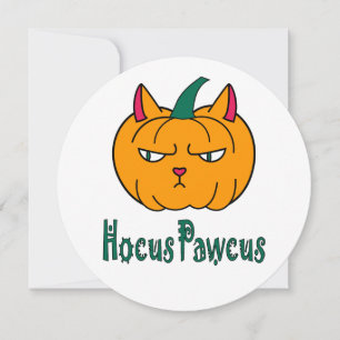 Tarjeta Festiva Hocus pawcus calabaza de Halloween gato jengibre m