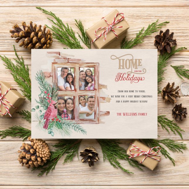 Tarjeta Festiva Hogar de la ventana de la cabaña para las vacacion (Subido por el creador)