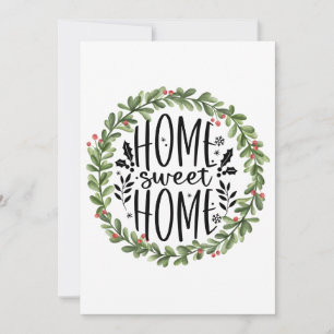 Tarjeta Festiva Hogar Dulce Hogar Corona de Acuarela