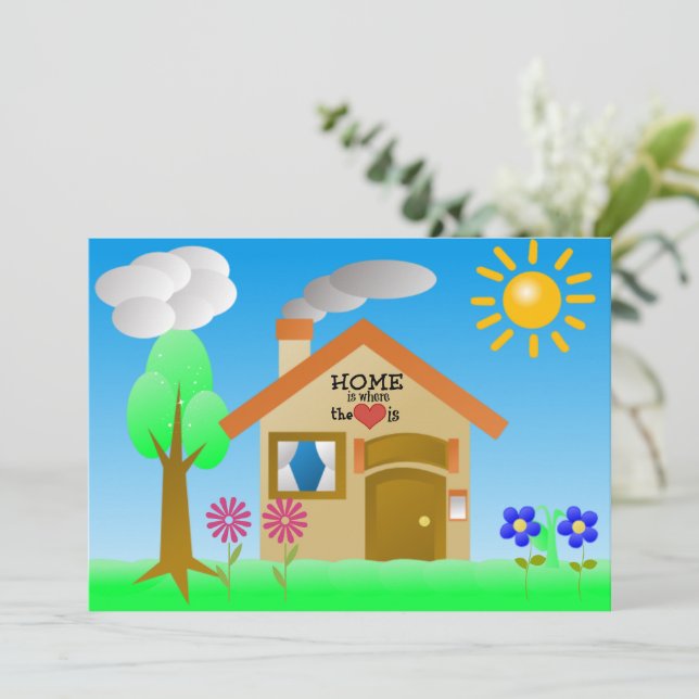 Tarjeta Festiva Hogar es donde está el corazón (Anverso de pie)