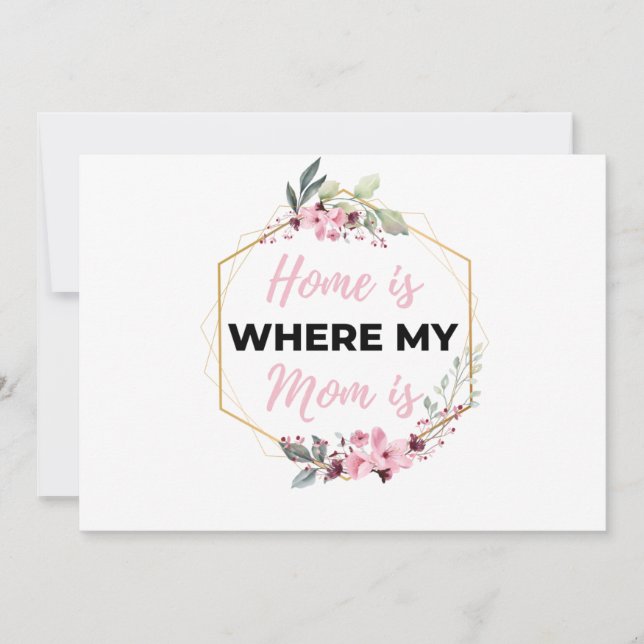 Tarjeta Festiva Hogar Es Donde Está Mi Mamá negra (Anverso)