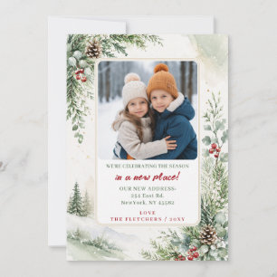 Tarjeta Festiva Hogar moderno de invierno nuevo para vacaciones Fo