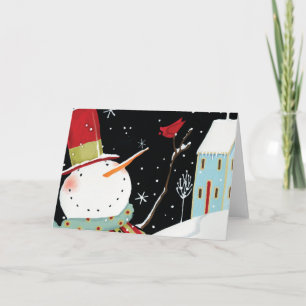 Tarjeta Festiva Hogar moderno del invierno de los muñecos de nieve