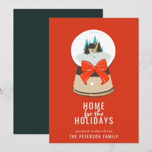 Tarjeta Festiva Hogar para el Globe de Nieve Ilustrado de Vacacion