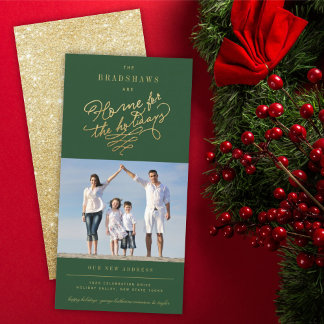 Tarjeta Festiva Hogar Para Las Festividades Purpurina De Oro Nueva