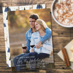 Tarjeta Festiva Hogar para las fiestas Foto nueva dirección comple