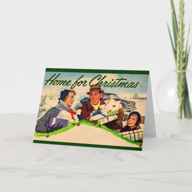 Tarjeta Festiva Hogar para Navidades de los años 1940 (Anverso)