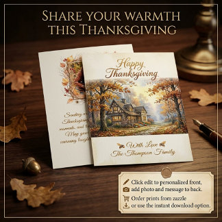 Tarjeta Festiva Hogar personalizado de otoño y foto