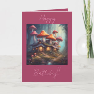 Tarjeta Festiva Hogares Mágicos de Hongos Feliz Cumpleaños