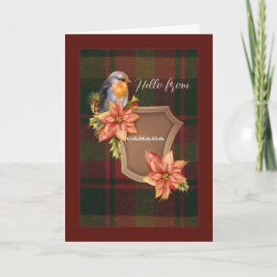 Tarjeta Festiva Hoja de arce canadiense Tartán original