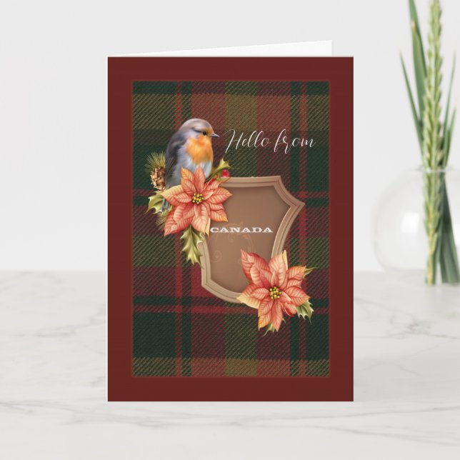 Tarjeta Festiva Hoja de arce canadiense Tartán original (Anverso)
