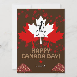 Tarjeta Festiva Hoja de arce de Canadá, feliz día de la canadá, 1 