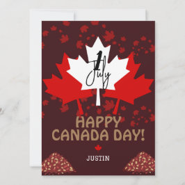 Tarjeta Festiva Hoja de arce de Canadá, feliz día de la canadá, 1 