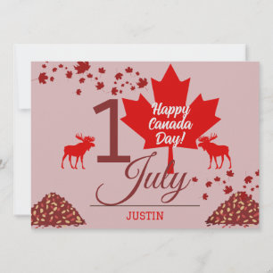 Tarjeta Festiva Hoja de arce de Canadá, feliz día de la canadá, 1 