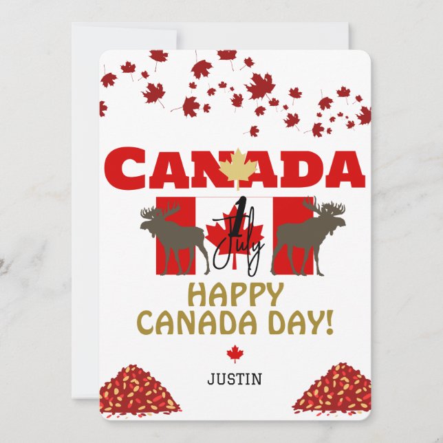 Tarjeta Festiva Hoja de arce de Canadá, feliz día de la canadá, 1  (Anverso)