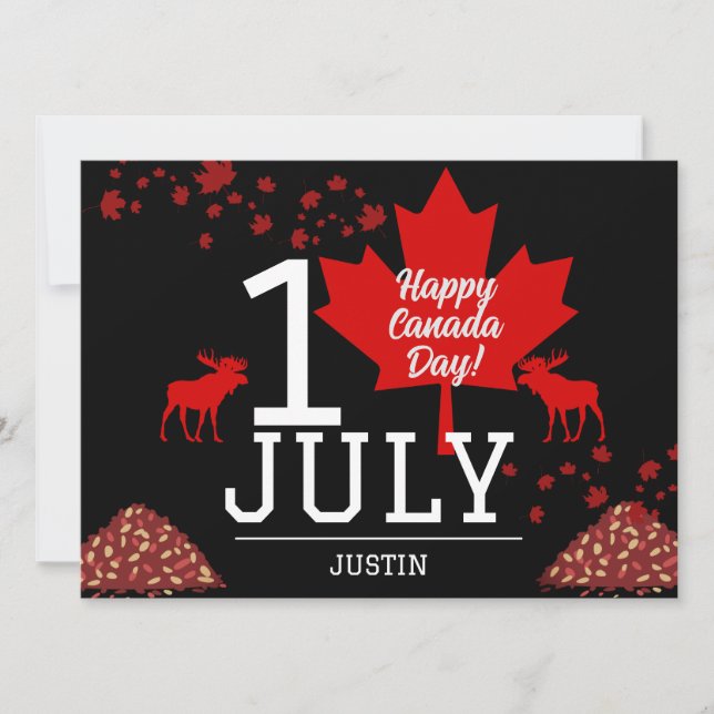 Tarjeta Festiva Hoja de arce de Canadá, feliz día de la canadá, 1  (Anverso)