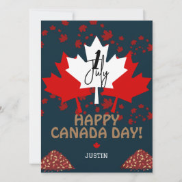 Tarjeta Festiva Hoja de arce de Canadá, feliz día de la canadá, 1 