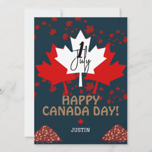Tarjeta Festiva Hoja de arce de Canadá, feliz día de la canadá, 1