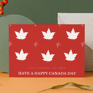 Tarjeta Festiva Hoja de arce patriótica blanca y roja festiva