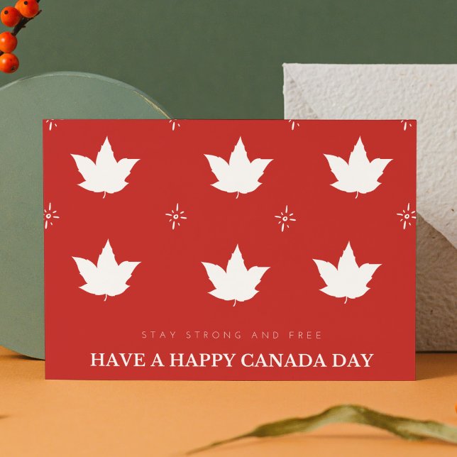 Tarjeta Festiva Hoja de arce patriótica blanca y roja festiva (Subido por el creador)