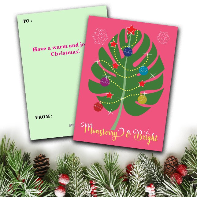 Tarjeta Festiva Hoja de Monstera Monsterry y planta brillante aman (Subido por el creador)