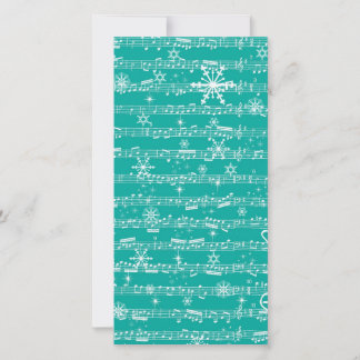 Tarjeta Festiva Hoja musical de Navidades Verde azulados de época